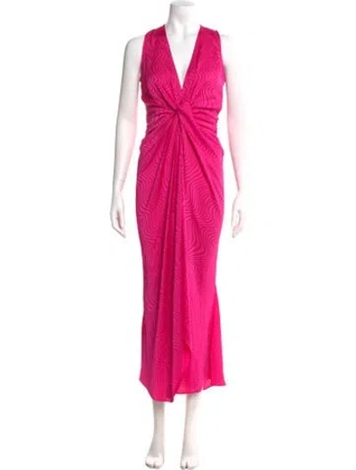 Pre-owned Ronny Kobo V-neck Long Dress In Pink