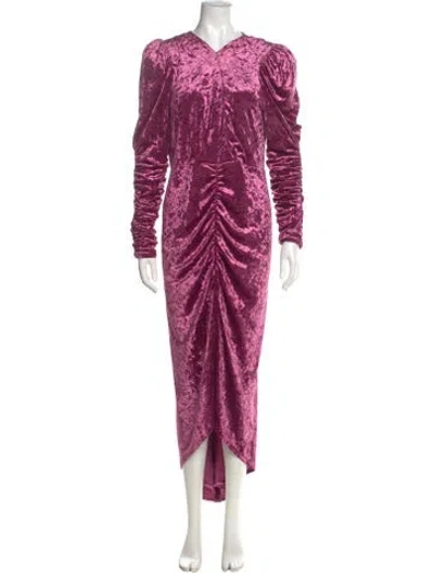 Pre-owned Ronny Kobo V-neck Long Dress In Purple
