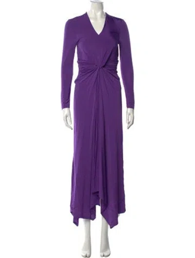 Pre-owned Ronny Kobo V-neck Long Dress In Purple