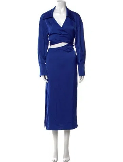 Pre-owned Ronny Kobo V-neck Long Dress W/ Tags In Blue