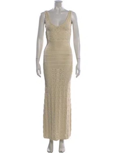 Pre-owned Ronny Kobo V-neck Long Dress W/ Tags In Neutral