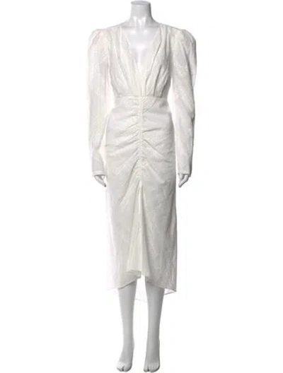 Pre-owned Ronny Kobo V-neck Long Dress In White