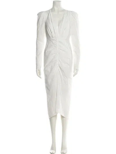 Pre-owned Ronny Kobo V-neck Long Dress In White