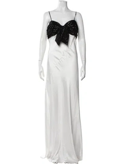 Pre-owned Ronny Kobo V-neck Long Dress In White