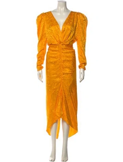 Pre-owned Ronny Kobo V-neck Long Dress In Yellow