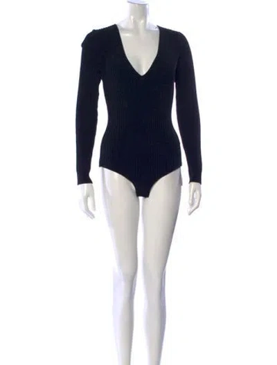 Pre-owned Ronny Kobo V-neck Long Sleeve Bodysuit In Blue