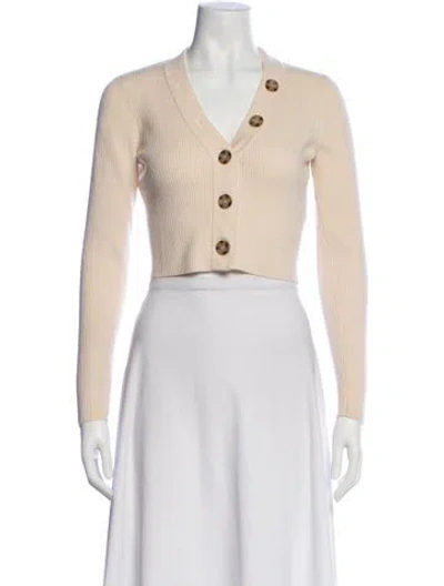 Pre-owned Ronny Kobo V-neck Long Sleeve Crop Top In Neutral