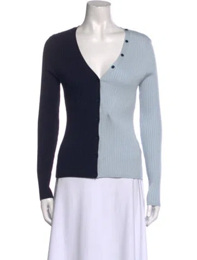 Pre-owned Ronny Kobo V-neck Long Sleeve Top In Blue