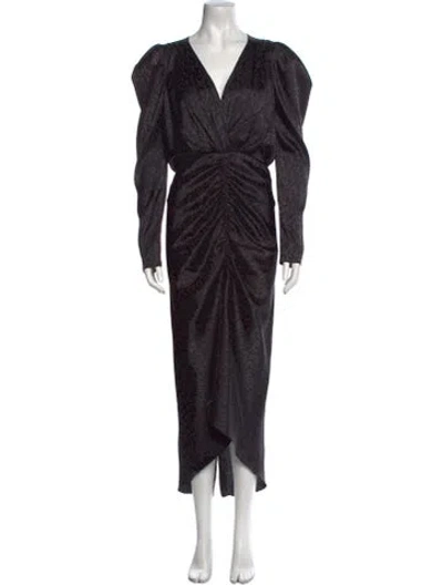 Pre-owned Ronny Kobo V-neck Midi Length Dress In Black