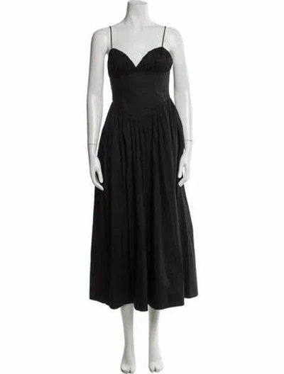 Pre-owned Ronny Kobo V-neck Midi Length Dress In Black