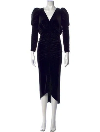 Pre-owned Ronny Kobo V-neck Midi Length Dress In Blue