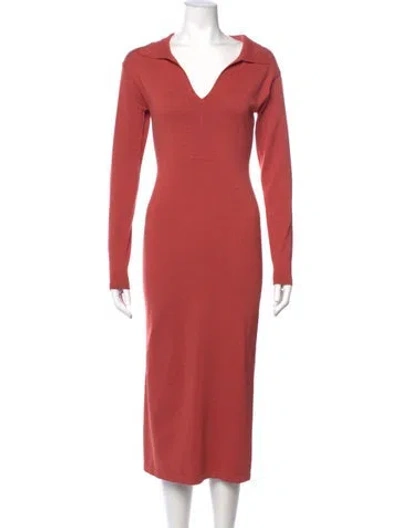 Pre-owned Ronny Kobo V-neck Midi Length Dress In Multi