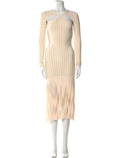 Pre-owned Ronny Kobo V-neck Midi Length Dress In Neutral