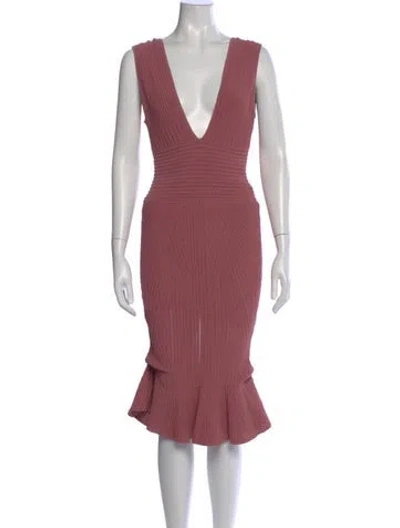 Pre-owned Ronny Kobo V-neck Midi Length Dress In Pink