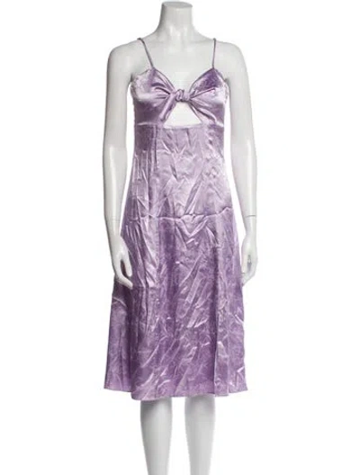 Pre-owned Ronny Kobo V-neck Midi Length Dress In Purple