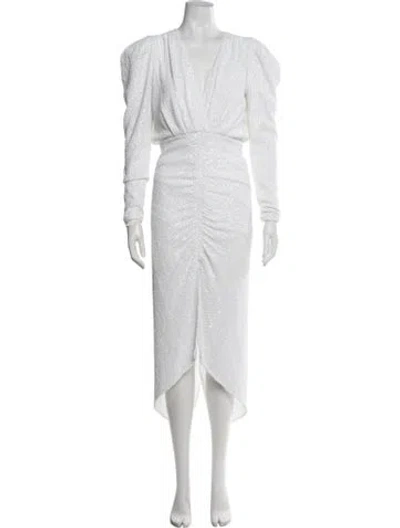 Pre-owned Ronny Kobo V-neck Midi Length Dress W/ Tags In White