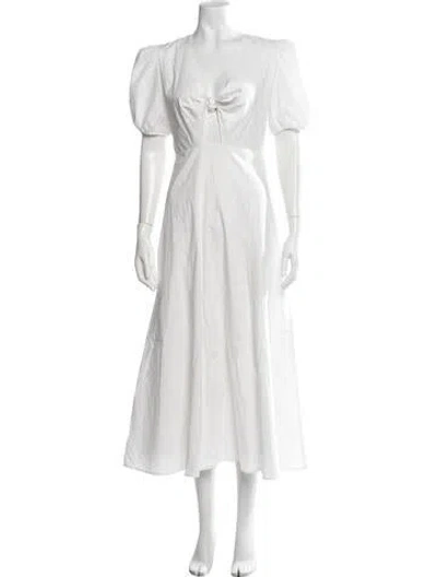 Pre-owned Ronny Kobo V-neck Midi Length Dress In White
