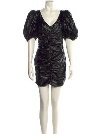 Pre-owned Ronny Kobo V-neck Mini Dress In Black