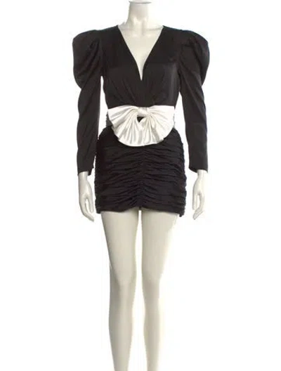 Pre-owned Ronny Kobo V-neck Mini Dress In Black