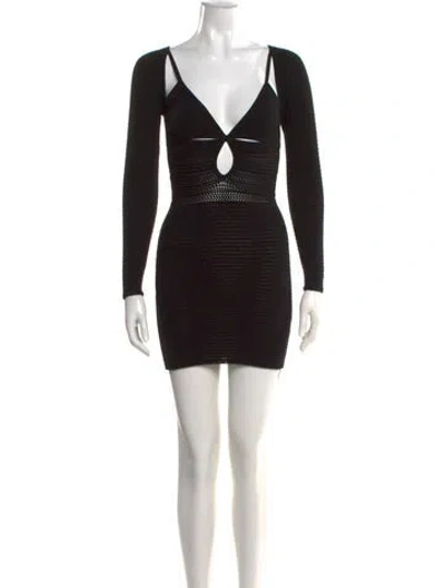 Pre-owned Ronny Kobo V-neck Mini Dress In Black