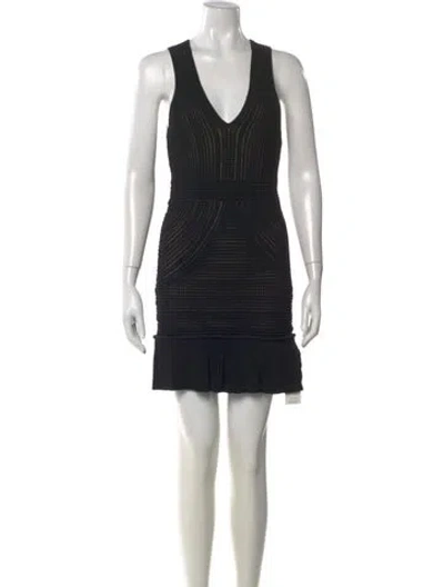 Pre-owned Ronny Kobo V-neck Mini Dress In Black