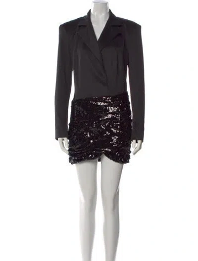 Pre-owned Ronny Kobo V-neck Mini Dress In Black