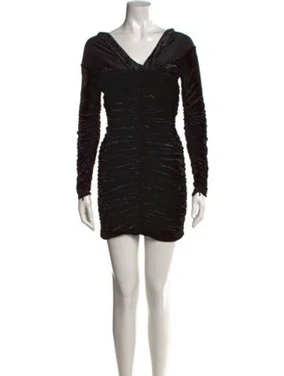 Pre-owned Ronny Kobo V-neck Mini Dress In Black