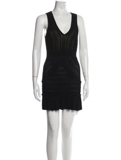 Pre-owned Ronny Kobo V-neck Mini Dress In Black