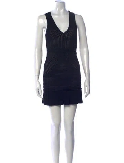 Pre-owned Ronny Kobo V-neck Mini Dress In Black
