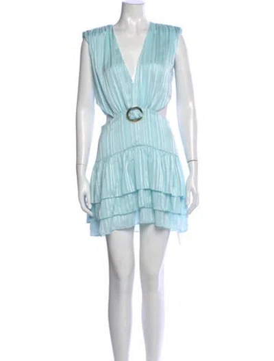 Pre-owned Ronny Kobo V-neck Mini Dress In Blue