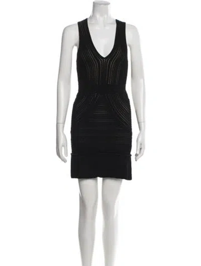 Pre-owned Ronny Kobo V-neck Mini Dress In Blue