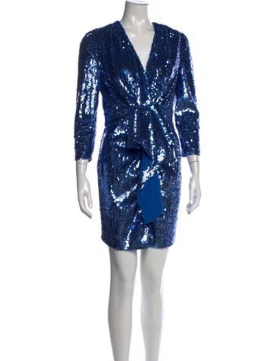 Pre-owned Ronny Kobo V-neck Mini Dress In Blue