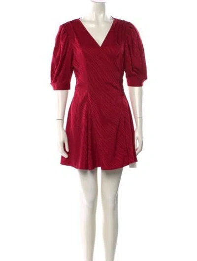 Pre-owned Ronny Kobo V-neck Mini Dress In Burgundy