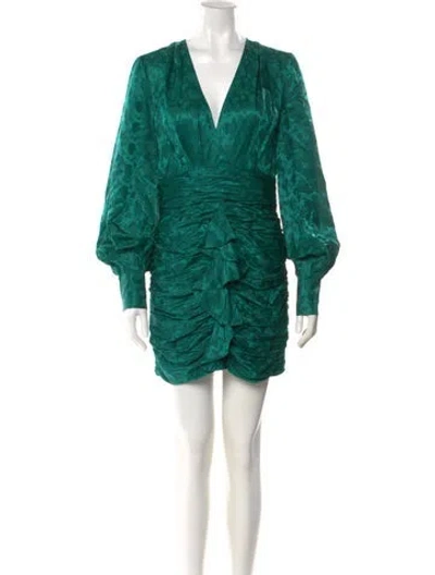 Pre-owned Ronny Kobo V-neck Mini Dress In Green
