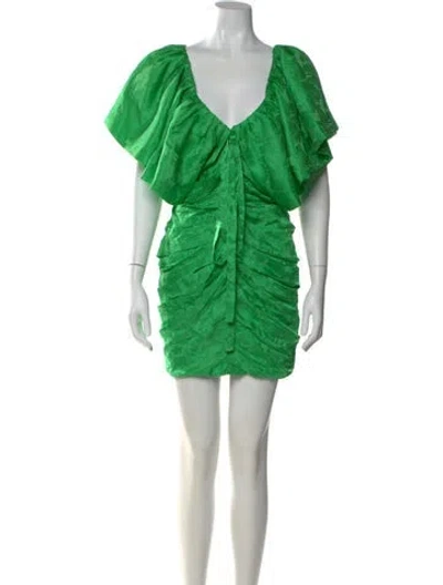 Pre-owned Ronny Kobo V-neck Mini Dress In Green