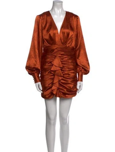 Pre-owned Ronny Kobo V-neck Mini Dress In Orange