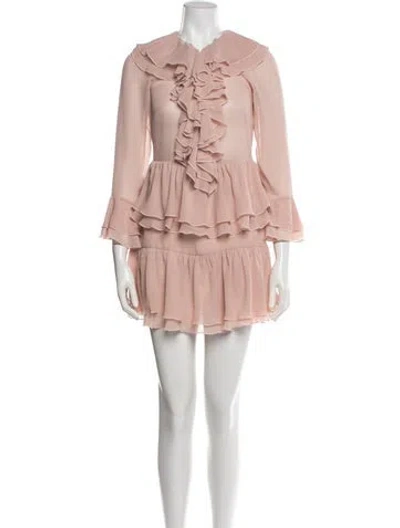 Pre-owned Ronny Kobo V-neck Mini Dress In Pink