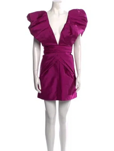 Pre-owned Ronny Kobo V-neck Mini Dress In Purple