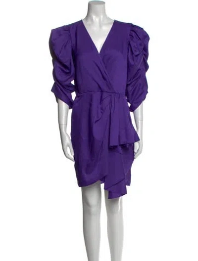 Pre-owned Ronny Kobo V-neck Mini Dress In Purple