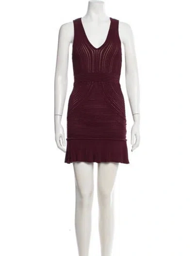 Pre-owned Ronny Kobo V-neck Mini Dress In Purple
