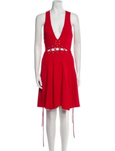 Pre-owned Ronny Kobo V-neck Mini Dress In Red