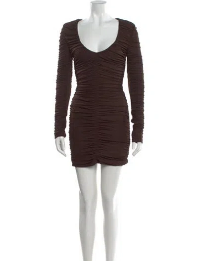 Pre-owned Ronny Kobo V-neck Mini Dress W/ Tags In Brown