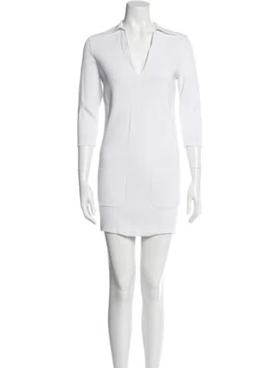 Pre-owned Ronny Kobo V-neck Mini Dress In White