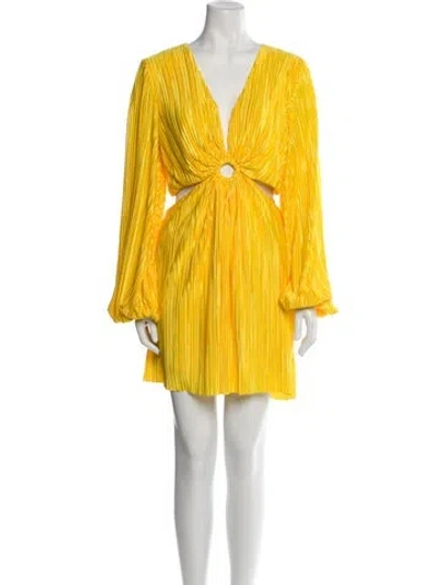 Pre-owned Ronny Kobo V-neck Mini Dress In Yellow