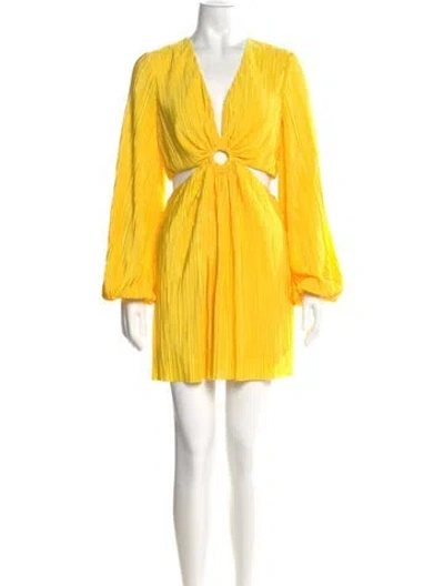 Pre-owned Ronny Kobo V-neck Mini Dress In Yellow