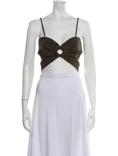 Pre-owned Ronny Kobo V-neck Sleeveless Crop Top In Black