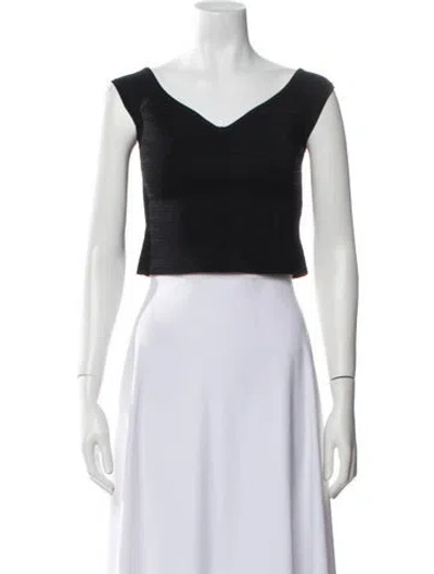 Pre-owned Ronny Kobo V-neck Sleeveless Crop Top In Blue