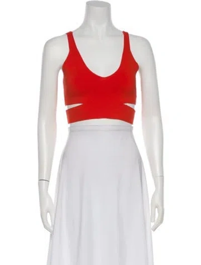 Pre-owned Ronny Kobo V-neck Sleeveless Crop Top In Blue