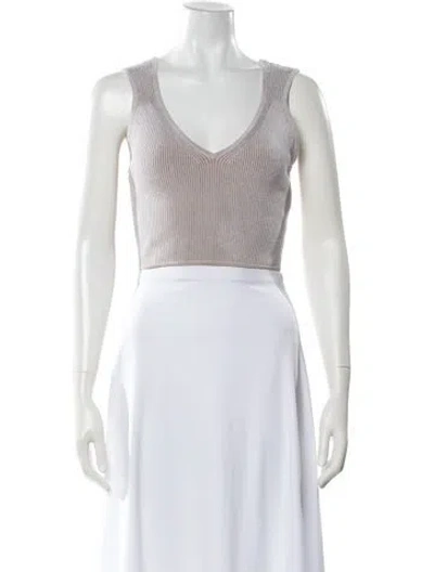 Pre-owned Ronny Kobo V-neck Sleeveless Crop Top In Gray