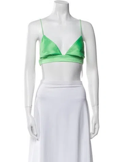 Pre-owned Ronny Kobo V-neck Sleeveless Crop Top In Green